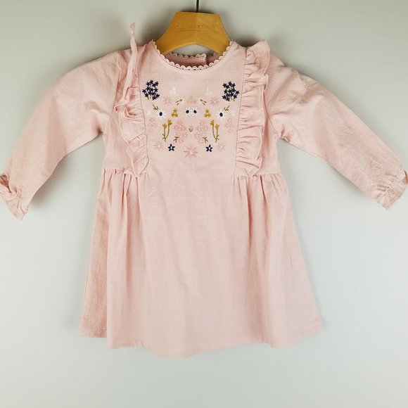 MGM Other - Girls 2T Pink Floral Embroidered Yoke Easter Dress